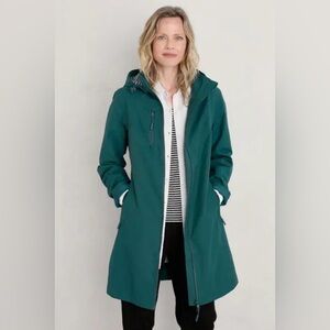 Seasalt Cornwall Coverack Waterproof Rain Jacket Coat Organic Cotton Teal Blue 6